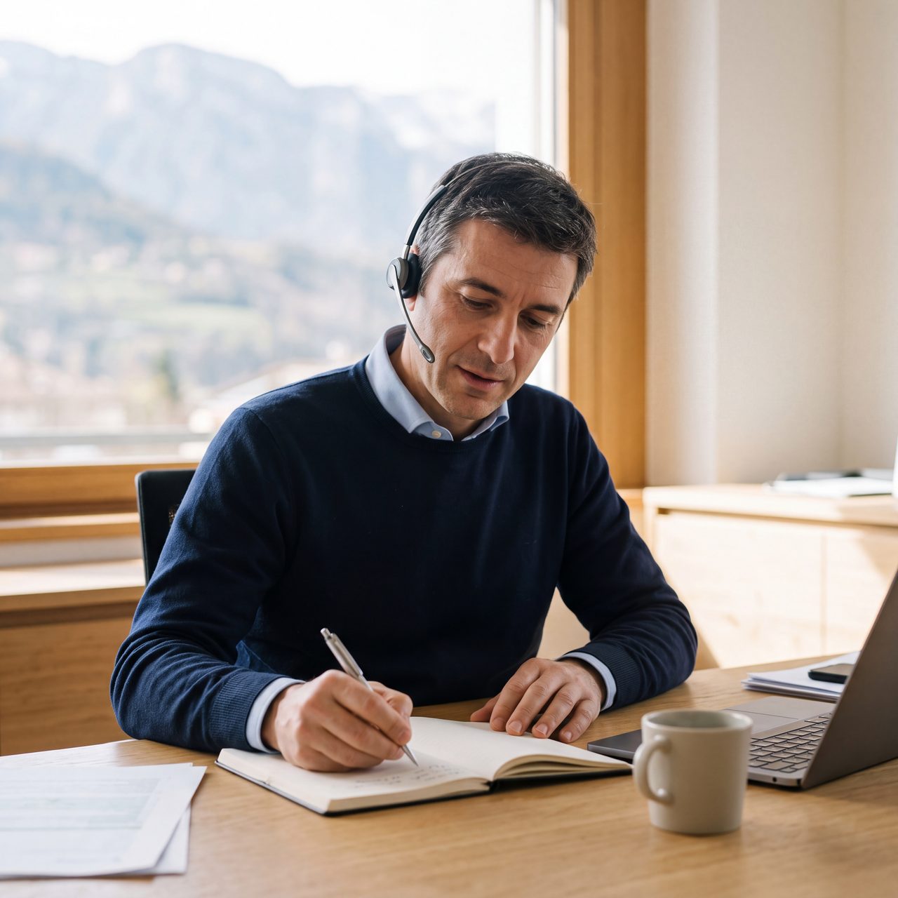 Un colloquio al telefono, con gli appunti presi a mano